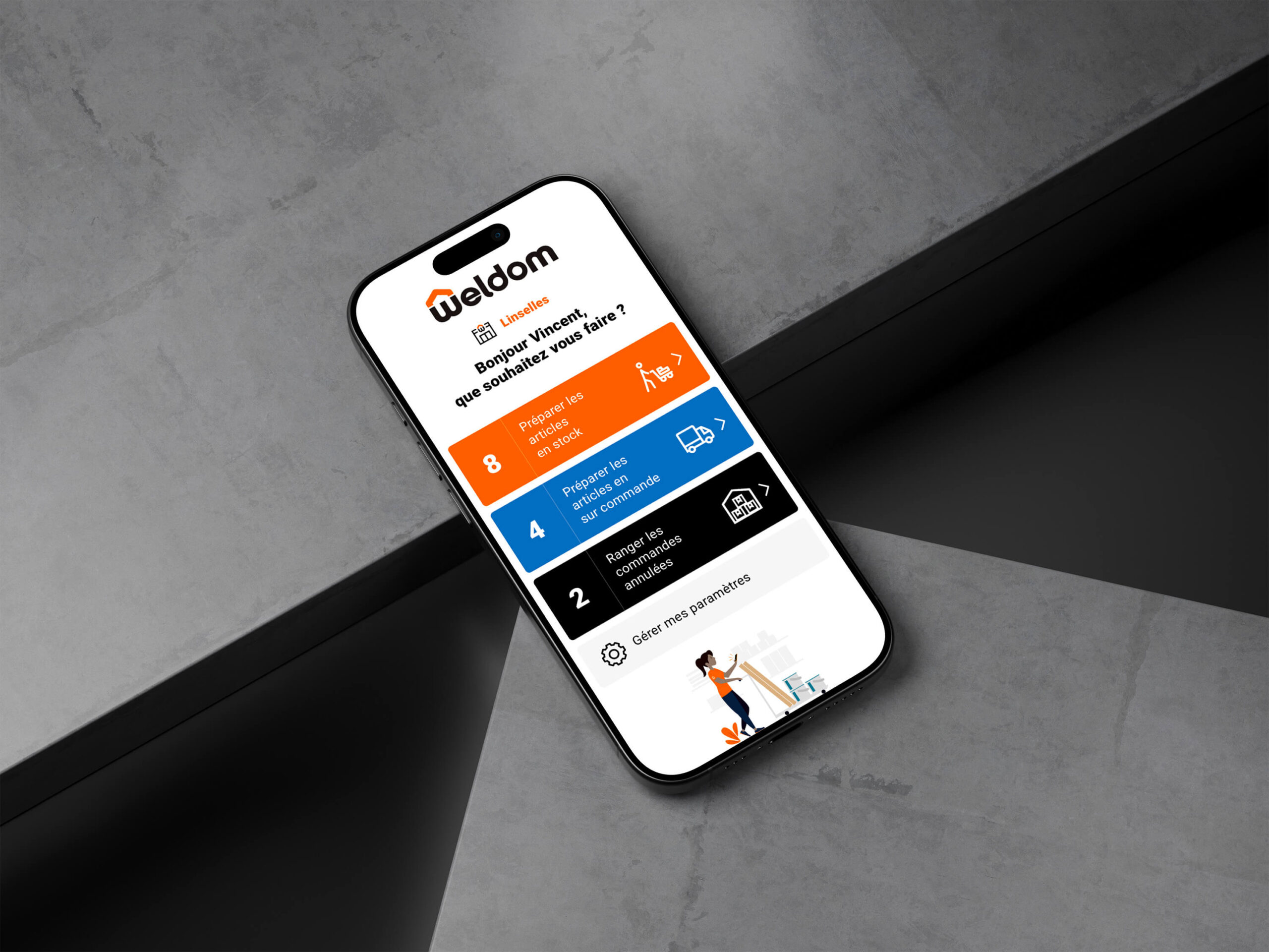 Application mobile weldom gestion en magasin