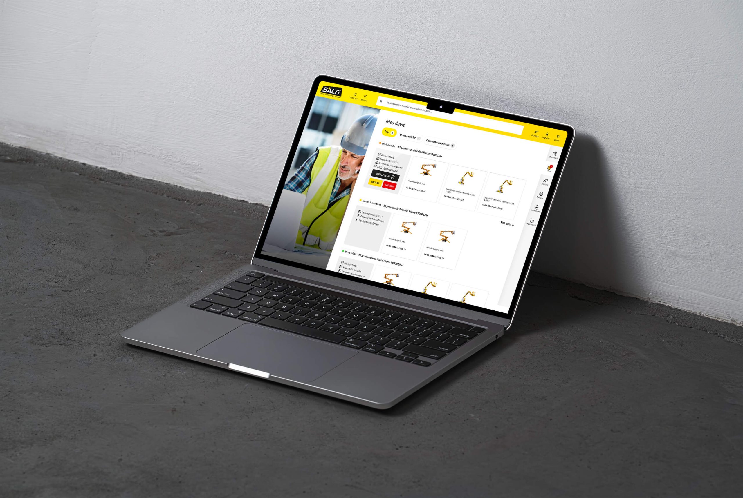 Espace client Salti, gestion des devis , contrats , locations, factures