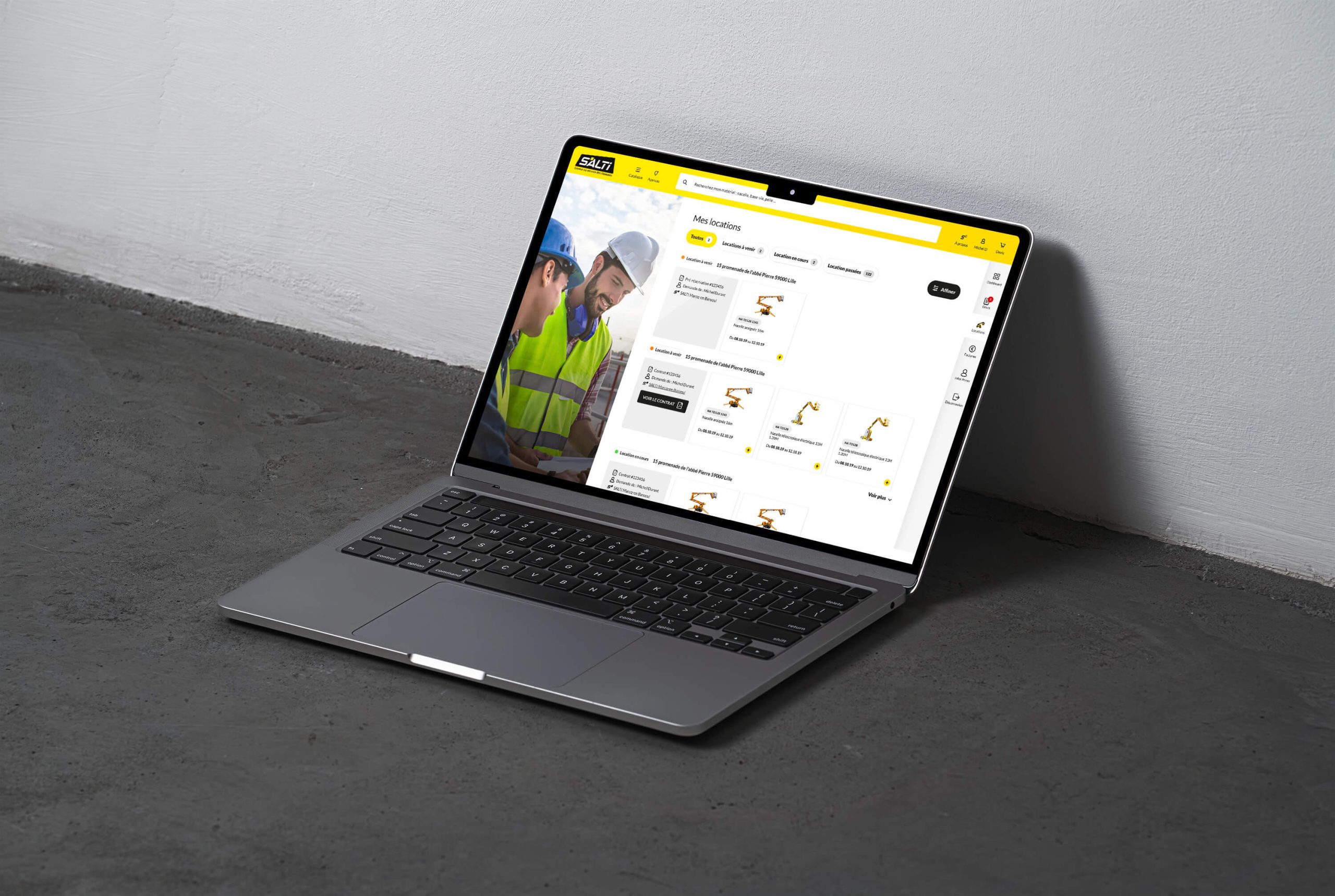 Espace client Salti, gestion des devis , contrats , locations, factures